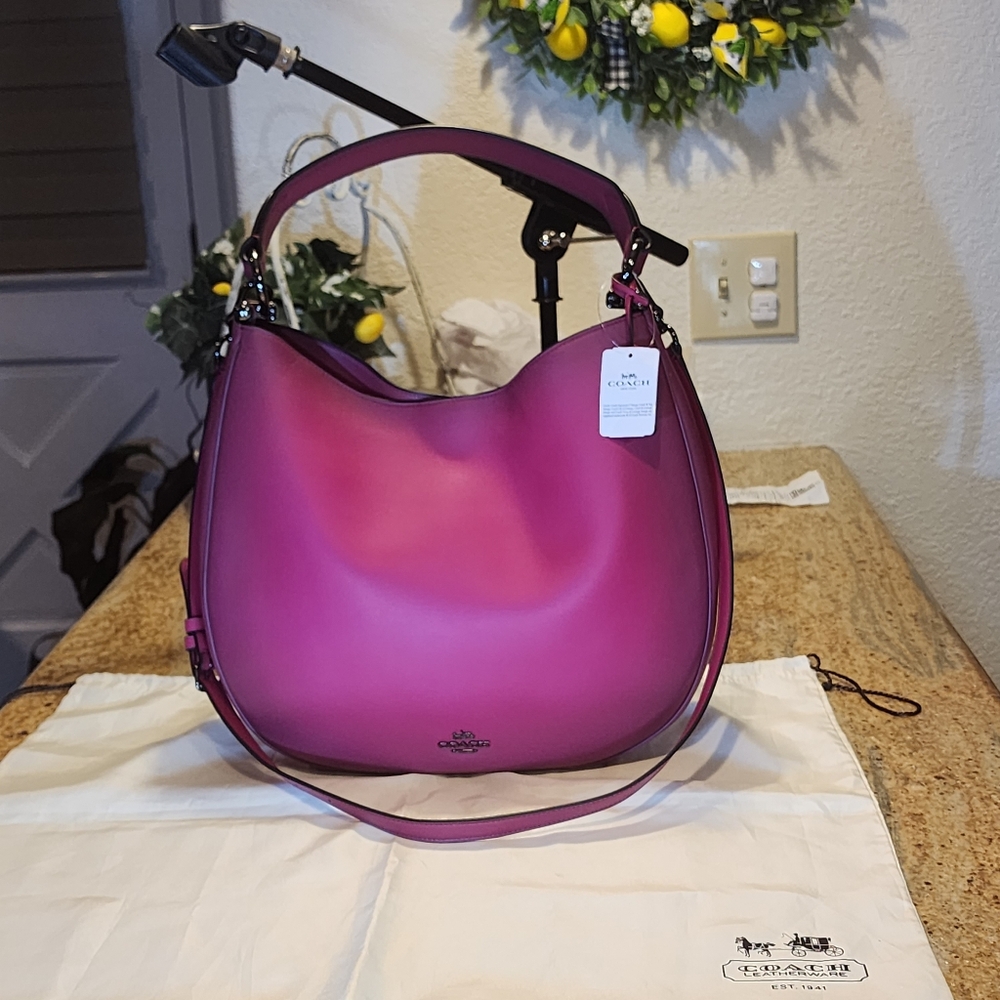 Auth COACH Nomad Hobo Burnished Glovetanned Leather 37905 Pink